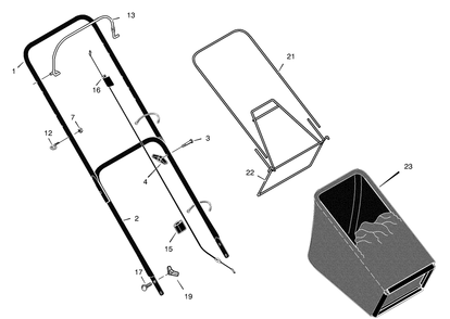 Handle And Bag Assembly Diagram and Parts List for 22265X8H 2004 Briggs and Stratton Lawn Mower